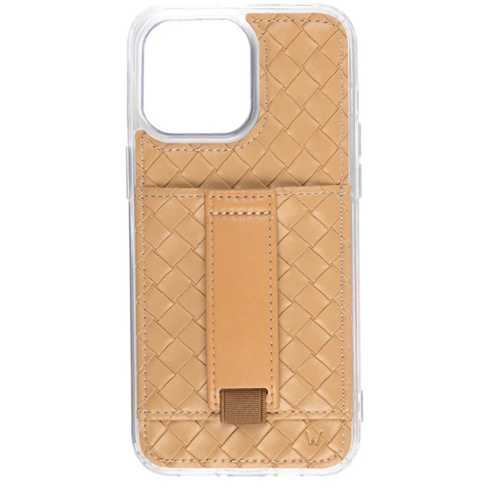 Sleek Khaki Leather Basket Weave Phone Case